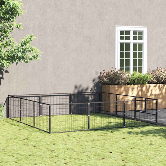 Vidaxl hondenkennel 9 m² staal zwart