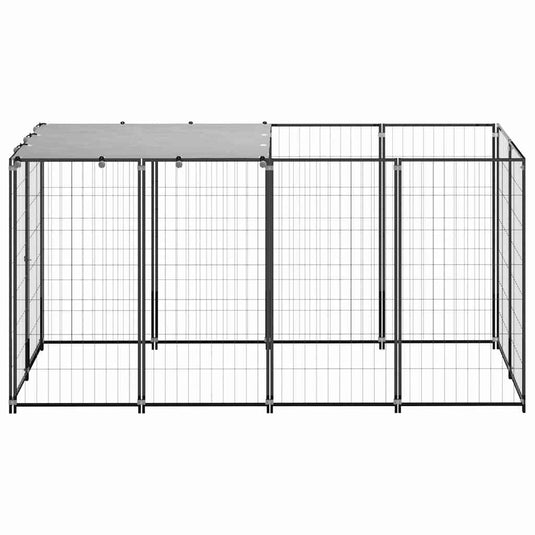 Vidaxl hondenkennel 2,42 m² staal zwart