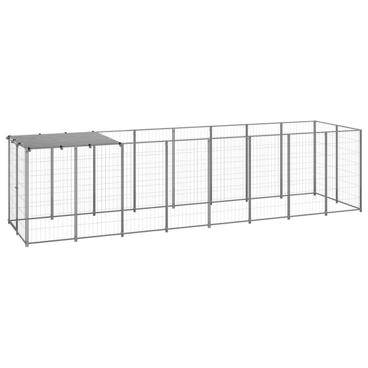 VidaXL Hondenkennel 4,84 m² staal zilverkleurig