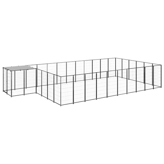 VidaXL Hondenkennel 19,36 m² staal zwart