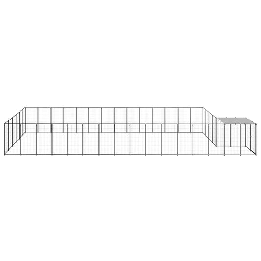 VidaXL Hondenkennel 26,62 m² staal zwart