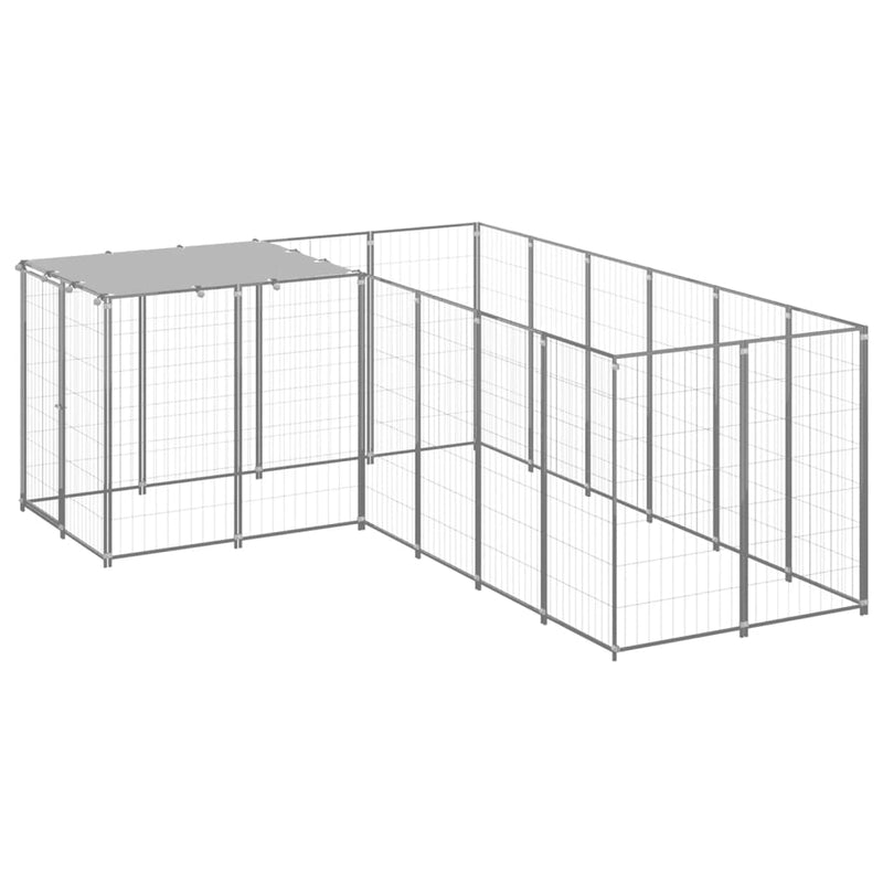 Load image into Gallery viewer, VidaXL Hondenkennel 4,84 m² staal zilverkleurig
