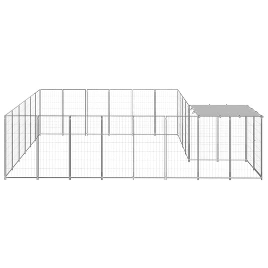 VidaXL Hondenkennel 12,1 m² staal zilverkleurig