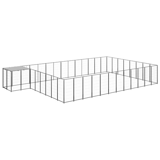 VidaXL Hondenkennel 30,25 m² staal zwart