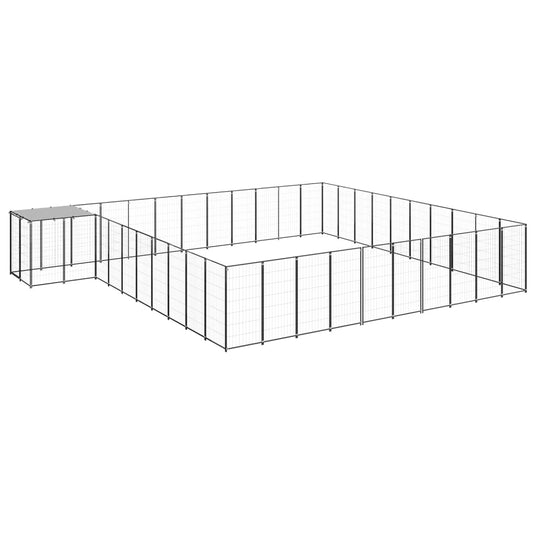 VidaXL Hondenkennel 31,46 m² staal zwart