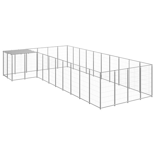 VidaXL Hondenkennel 13,31 m² staal zilverkleurig