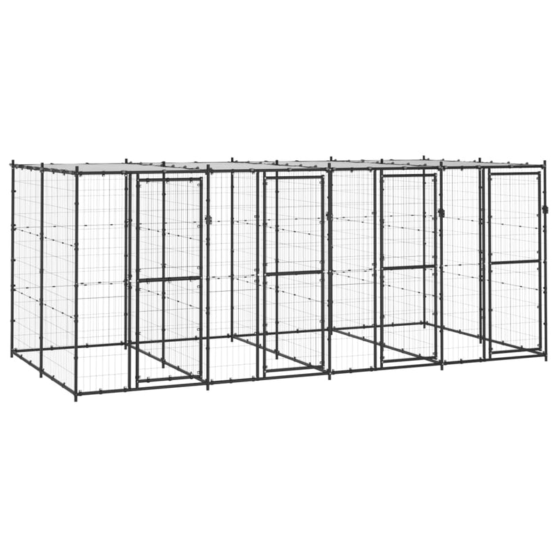 Load image into Gallery viewer, VidaXL Hondenkennel met dak 9,68 m² staal
