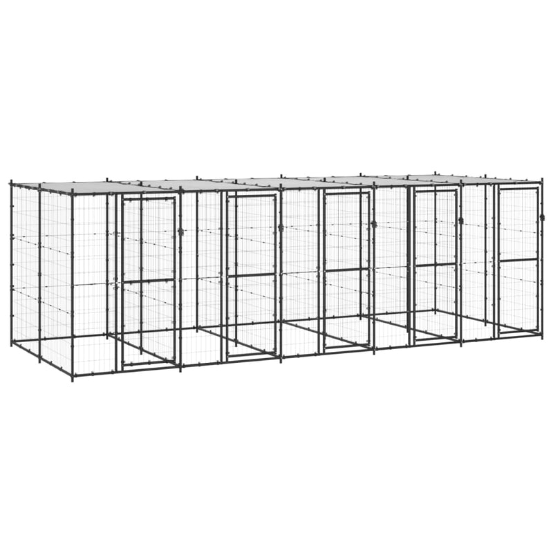 Load image into Gallery viewer, VidaXL Hondenkennel met dak 12,1 m² staal
