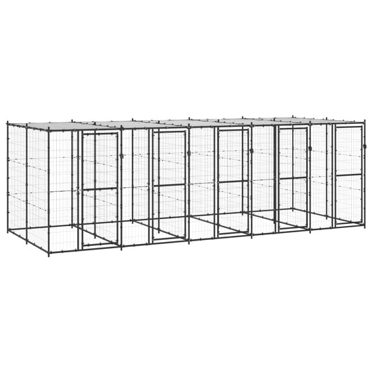 VidaXL Hondenkennel met dak 12,1 m² staal