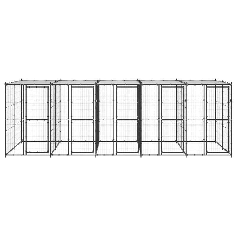 Load image into Gallery viewer, VidaXL Hondenkennel met dak 12,1 m² staal
