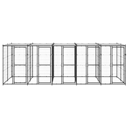 VidaXL Hondenkennel met dak 12,1 m² staal