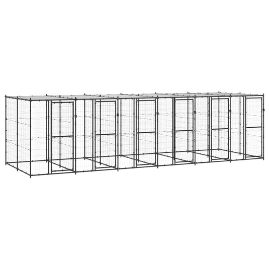 VidaXL Hondenkennel met dak 14,52 m² staal