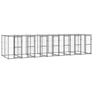 VidaXL Hondenkennel met dak 16,94 m² staal