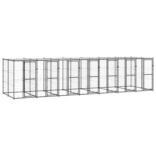 VidaXL Hondenkennel met dak 16,94 m² staal
