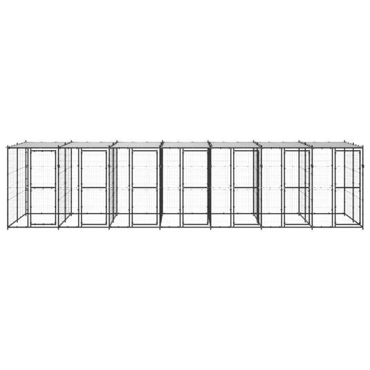 VidaXL Hondenkennel met dak 16,94 m² staal