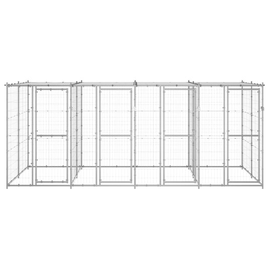 VidaXL Hondenkennel met dak 9,68 m² gegalvaniseerd staal