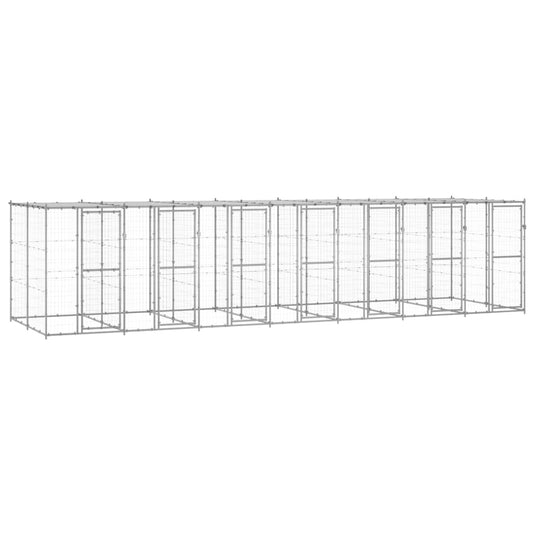 VidaXL Hondenkennel met dak 16,94 m² gegalvaniseerd staal