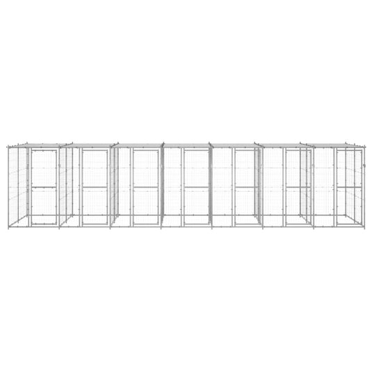 VidaXL Hondenkennel met dak 16,94 m² gegalvaniseerd staal