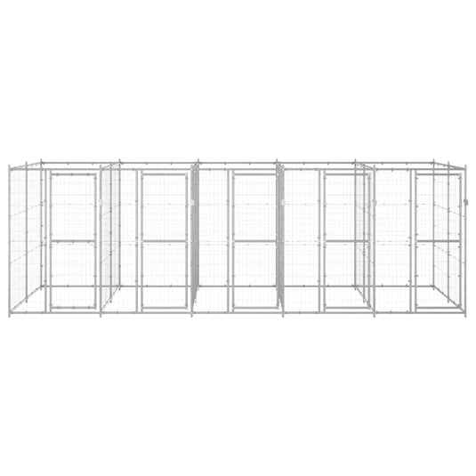 VidaXL Hondenkennel 12,1 m² gegalvaniseerd staal
