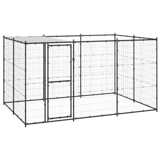 VidaXL Hondenkennel met dak 7,26 m² staal
