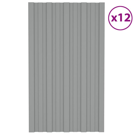 VidaXL Dakpanelen 12 st 80x45 cm gegalvaniseerd staal grijs