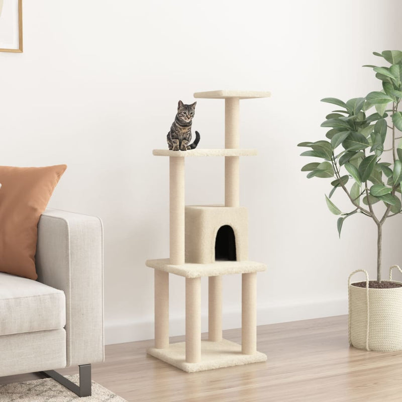 Load image into Gallery viewer, Vidaxl kattenkrabpaal met sisal krabpalen 105 cm crèmekleurig
