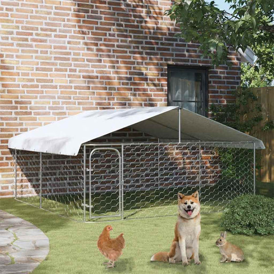 Vidaxl hondenkennel met dak 300x300x150 cm
