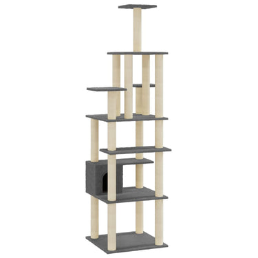 Vidaxl kattenkrabpaal met sisal krabpalen 183 cm donkergrijs