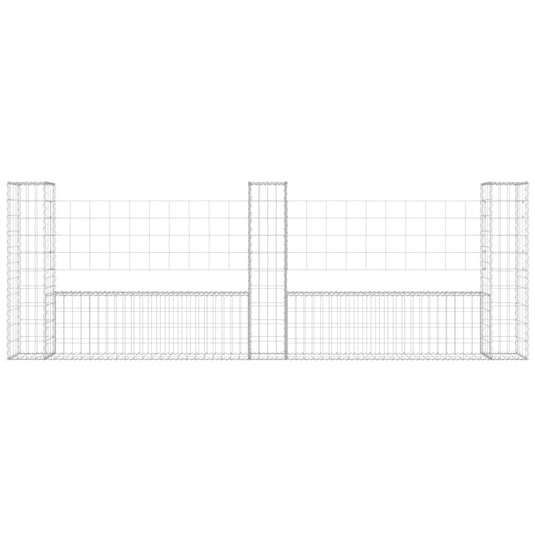 Vidaxl schanskorf u-vormig met 3 palen 260x20x100 cm ijzer