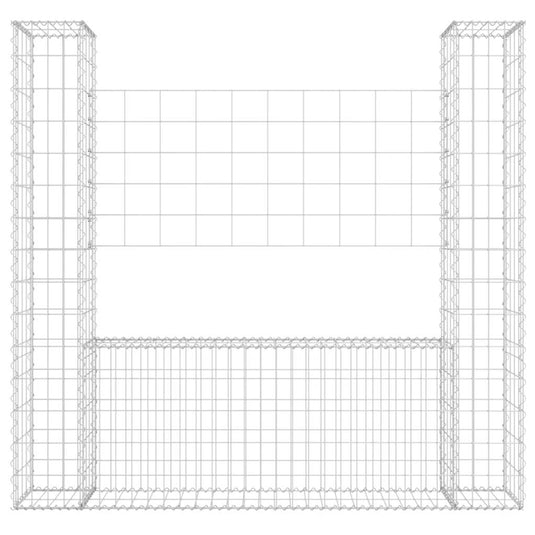 Vidaxl schanskorf u-vormig met 2 palen 140x20x150 cm ijzer