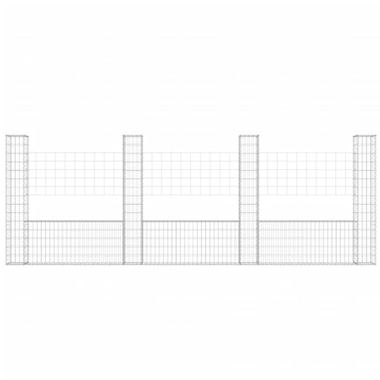 VidaXL Schanskorf U-vormig met 4 palen 380x20x150 cm ijzer
