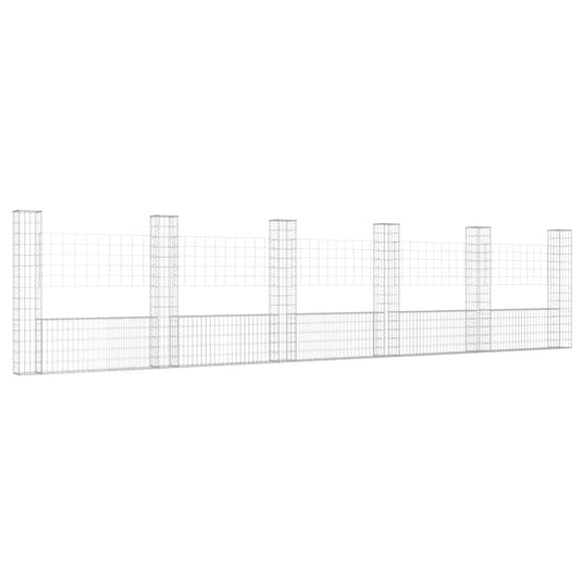 VidaXL Schanskorf U-vormig met 6 palen 620x20x150 cm ijzer
