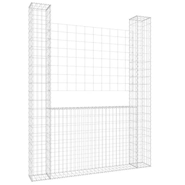 Vidaxl schanskorf u-vormig met 2 palen 140x20x200 cm ijzer