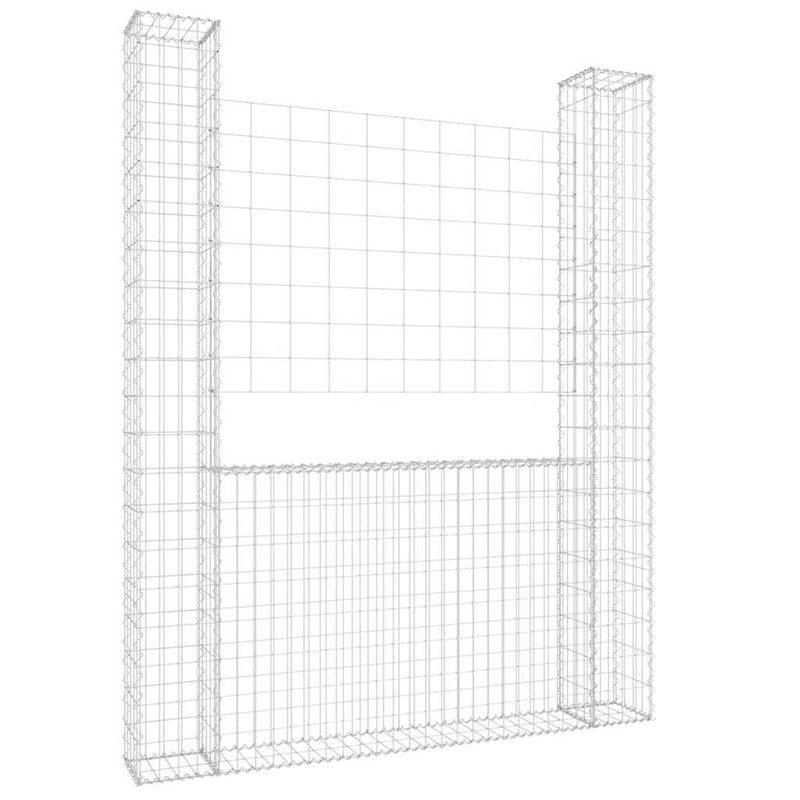 Afbeelding laden in galerijviewer, Vidaxl schanskorf u-vormig met 2 palen 140x20x200 cm ijzer
