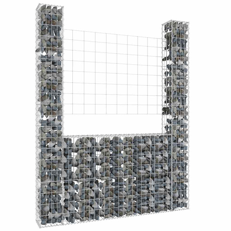Afbeelding laden in galerijviewer, Vidaxl schanskorf u-vormig met 2 palen 140x20x200 cm ijzer
