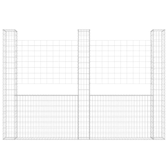 VidaXL Schanskorf U-vormig met 3 palen 260x20x200 cm ijzer