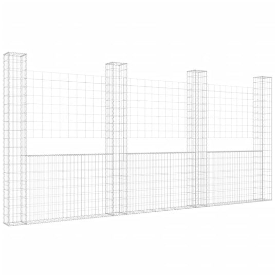 VidaXL Schanskorf U-vormig met 4 palen 380x20x200 cm ijzer