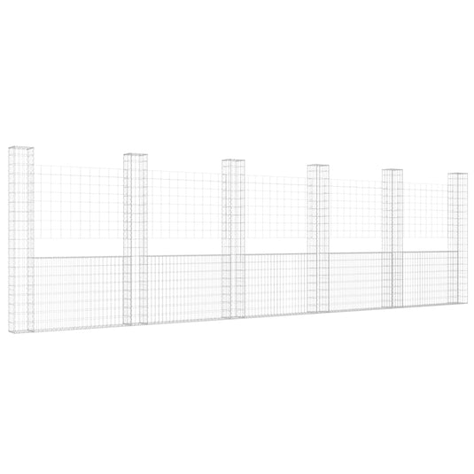 VidaXL Schanskorf U-vormig met 6 palen 620x20x200 cm ijzer
