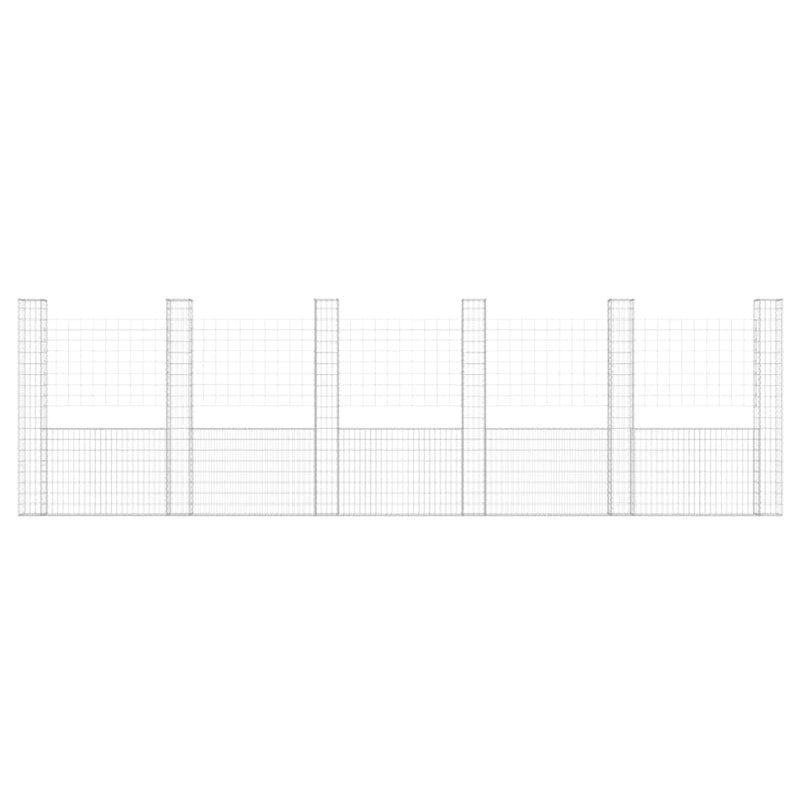 Load image into Gallery viewer, VidaXL Schanskorf U-vormig met 6 palen 620x20x200 cm ijzer
