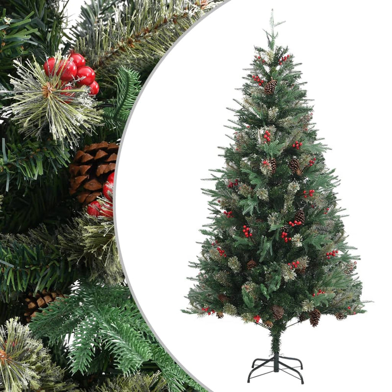 Load image into Gallery viewer, Vidaxl kerstboom met dennenappels 225 cm pvc en pe groen
