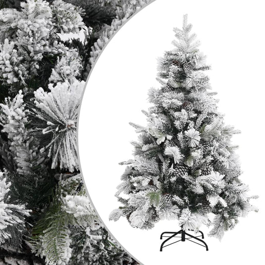 VidaXL Kerstboom met dennenappels en sneeuw 150 cm PVC en PE