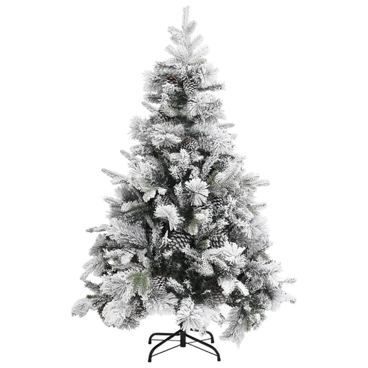 VidaXL Kerstboom met dennenappels en sneeuw 150 cm PVC en PE