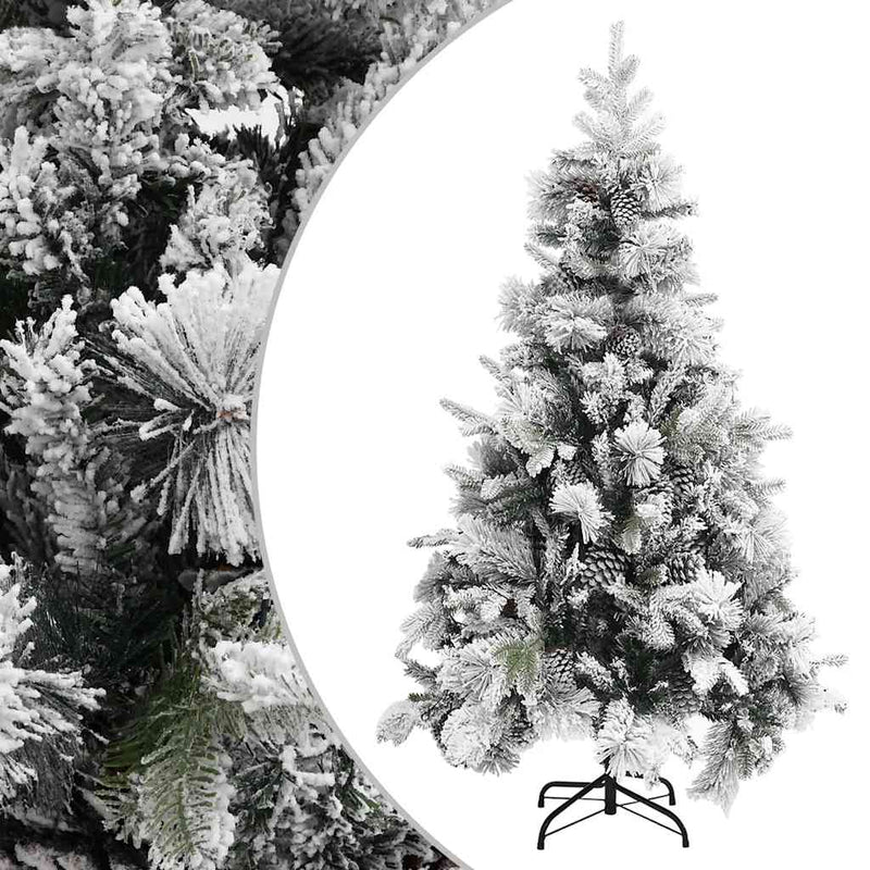 Load image into Gallery viewer, Vidaxl kerstboom met dennenappels en sneeuw 195 cm pvc en pe
