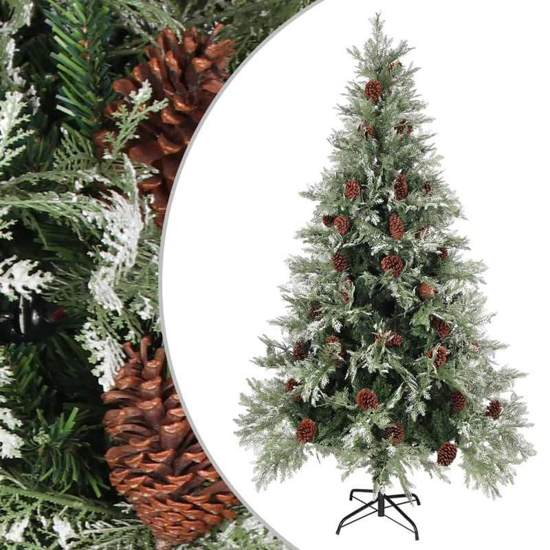 Load image into Gallery viewer, Vidaxl kerstboom met dennenappels 195 cm pvc en pe groen en wit
