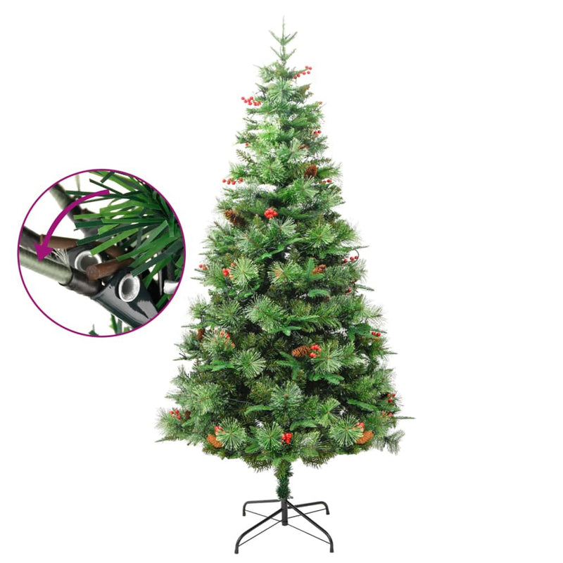 Load image into Gallery viewer, VidaXL Kerstboom met LED en dennenappels 225 cm PVC en PE groen
