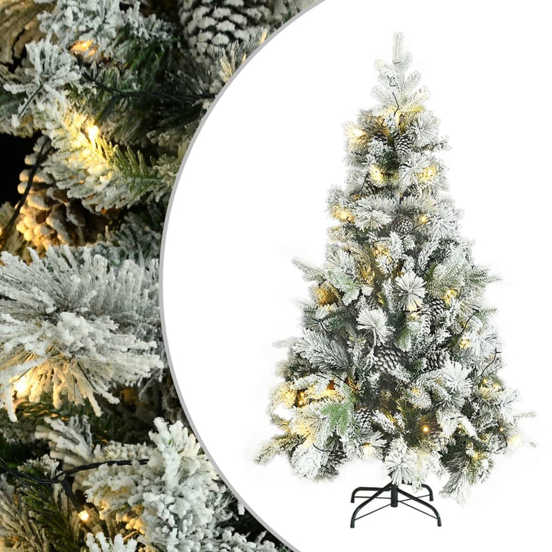 Load image into Gallery viewer, VidaXL Kerstboom met LED en dennenappels en sneeuw 195 cm PVC en PE
