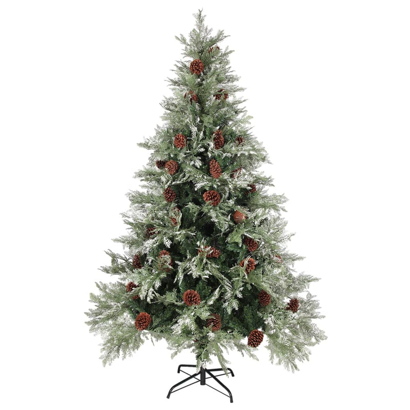 Load image into Gallery viewer, VidaXL Kerstboom met LED en dennenappels 120 cm PVC en PE groen en wit
