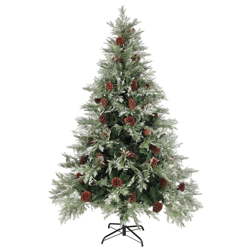 Load image into Gallery viewer, VidaXL Kerstboom met LED en dennenappels 150 cm PVC en PE groen en wit
