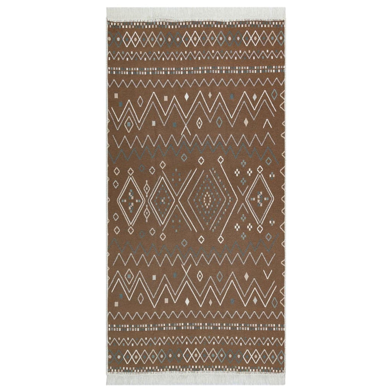 Load image into Gallery viewer, VidaXL Vloerkleed 160x230 cm katoen beige en blauw
