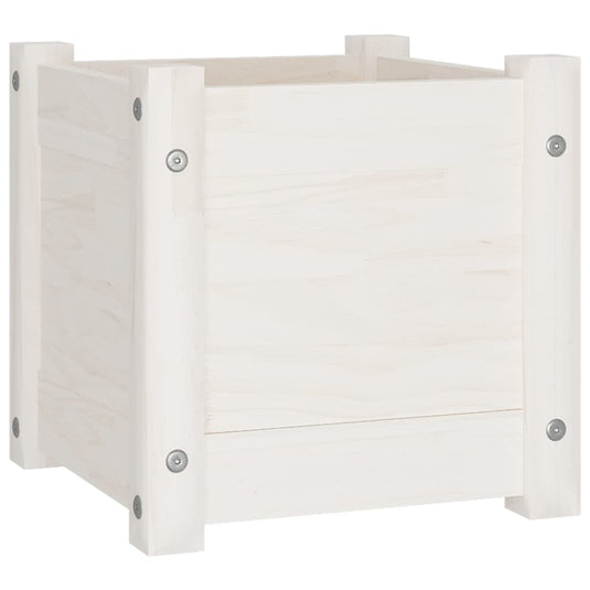 Vidaxl plantenbak 31x31x31 cm massief grenenhout wit